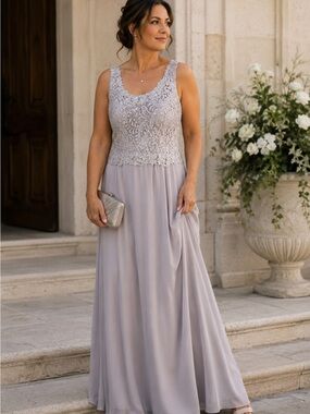 Lace Beaded Maxi Dress Large Mother of the Groom Formal Gown Bridesmaid Wedding